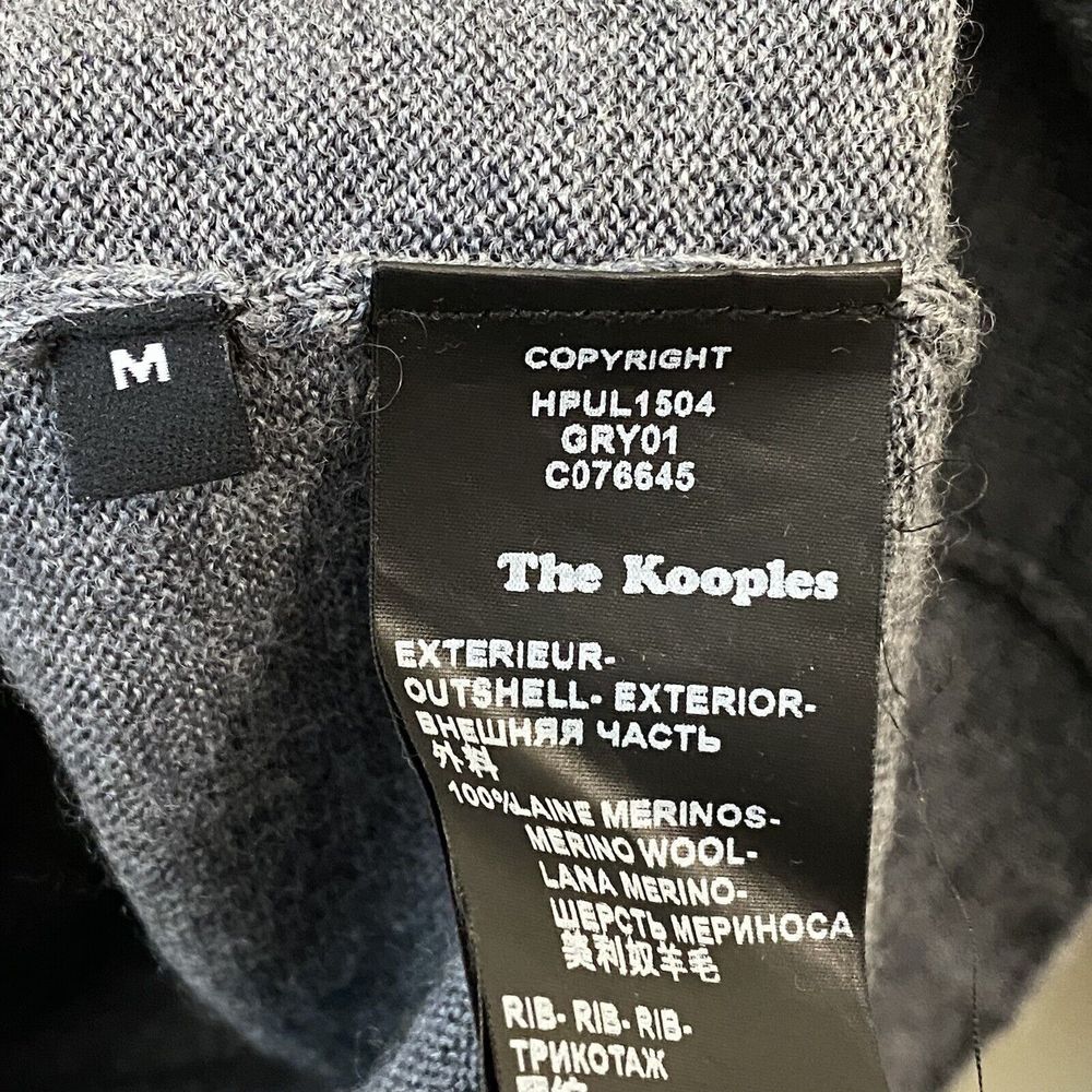 The Kooples Sweatshirt Womens Medium Wool Pullover Floral Embroidered Gray - Picture 9 of 9